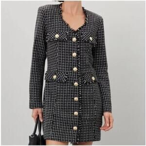 Derek Lam Collective Constance Black Tweed Jacket Dress